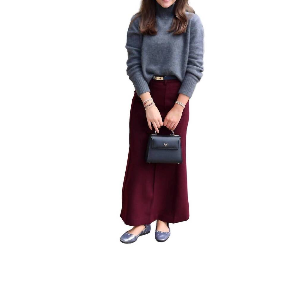 NEW JESSIE LIU wool mohair blended mockneck sweater in grey